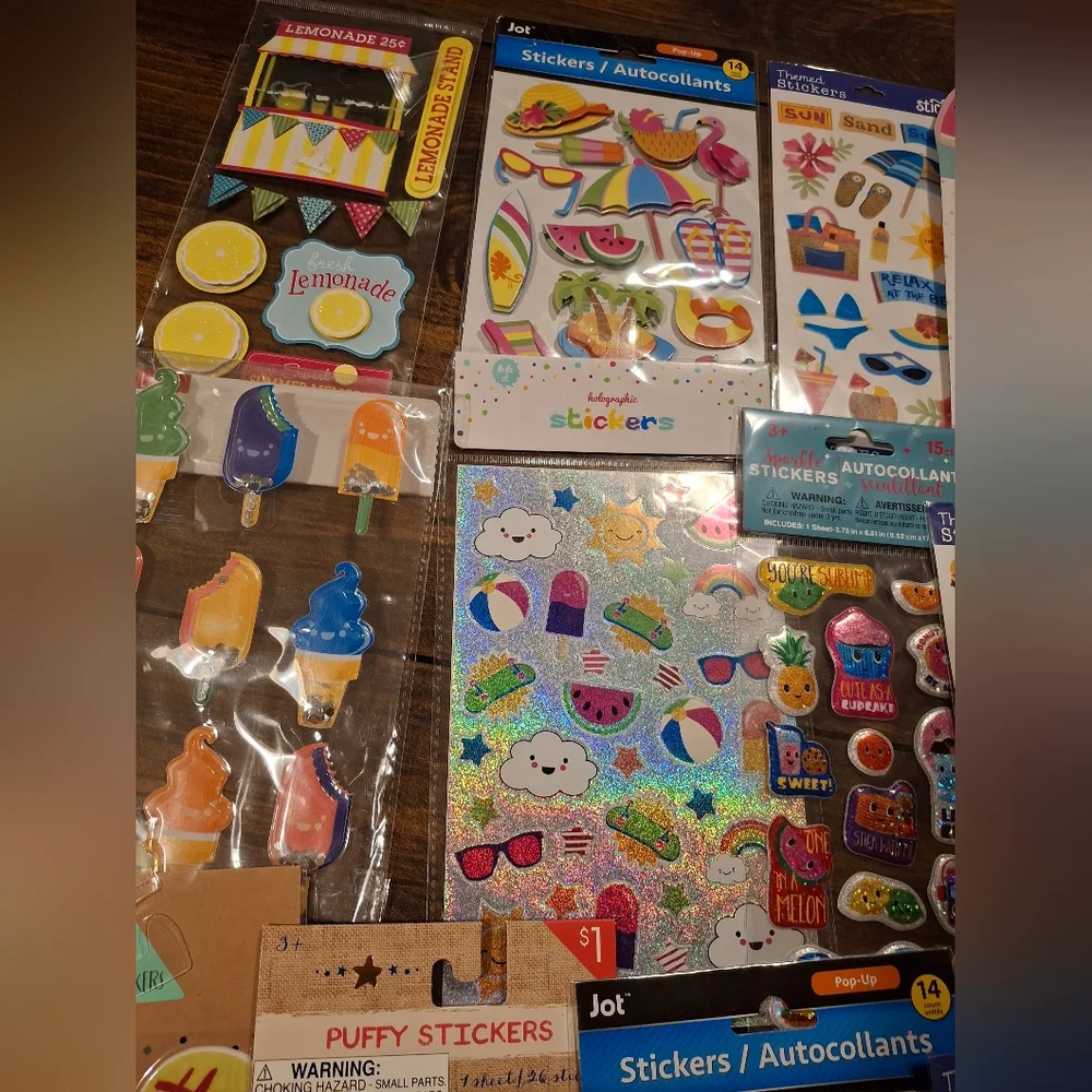 Sticker Lot Pack Scrapbook Embellishments Planner Puffy 3D Shaker Summer Beach